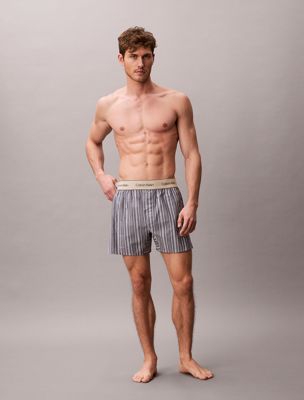 blue boxershorts aus baumwoll-popeline für herren - calvin klein