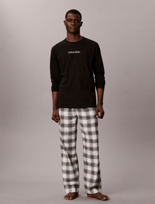 multi flannel pyjama set for men calvin klein