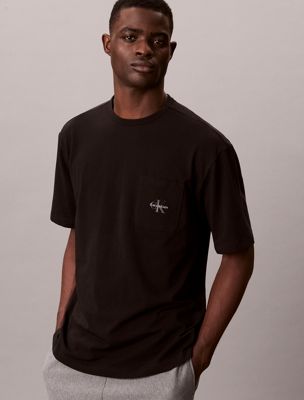 black pyjama-top - icon cotton stretch für herren - calvin klein