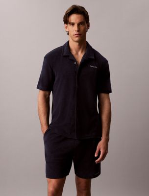 blue classic short sleeve beach shirt for men calvin klein