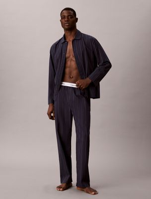 pigiama con pantalone - cotton poplin blue da uomini calvin klein