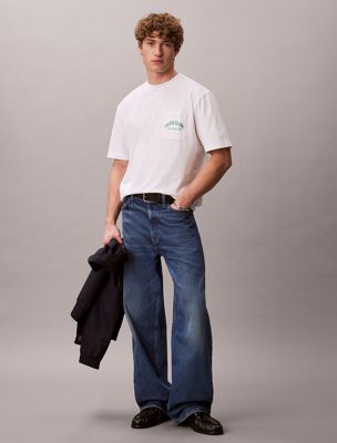 white cotton crest logo lounge t-shirt for men calvin klein