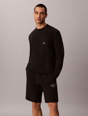 black pyjama-top - icon cotton stretch für herren - calvin klein