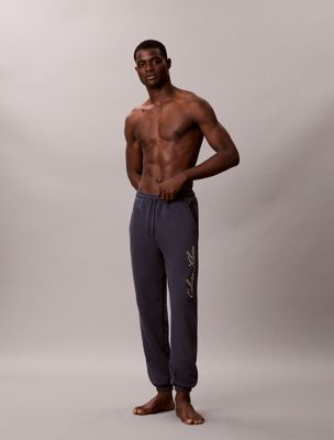 pantalon de jogging d'intérieur en tissu éponge blue pour hommes calvin klein