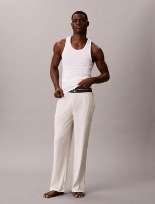 pantaloni del pigiama a costine con logo d'archivio grey da uomini calvin klein