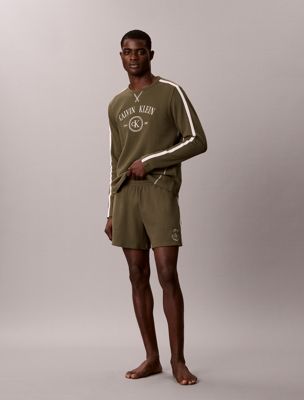 khaki soft waffle lounge shorts for men calvin klein