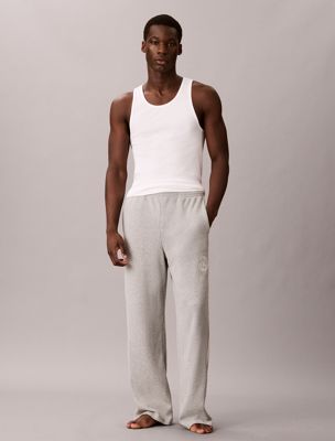 pantalon de jogging d'intérieur en tissu gaufré doux grey pour hommes calvin klein