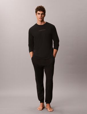 black pants pyjama set - cotton stretch for men calvin klein