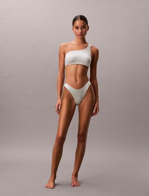 grey one shoulder bikini-top - ck shine für damen - calvin klein