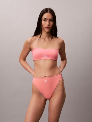 pink high leg bikini bottoms - ck monogram for women calvin klein