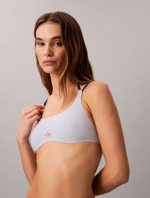 blue bralette bikini top - ck monogram for women calvin klein