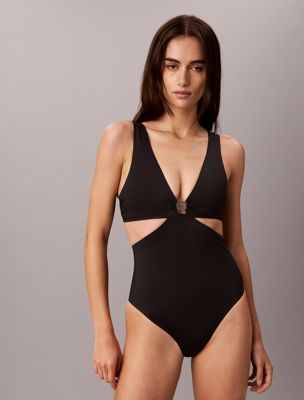 black cut out swimsuit - emblem for women calvin klein