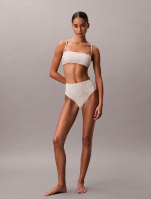 grey high waisted bikini bottoms - ck essentials for women calvin klein