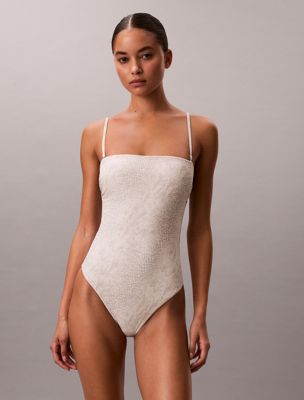 grey bandeau swimsuit - ck essentials for women calvin klein