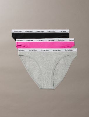 multi 3 pack bikini briefs - icon logo for women calvin klein