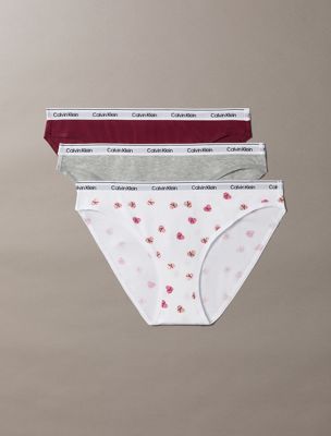 multi 3 pack bikini briefs - icon logo for women calvin klein
