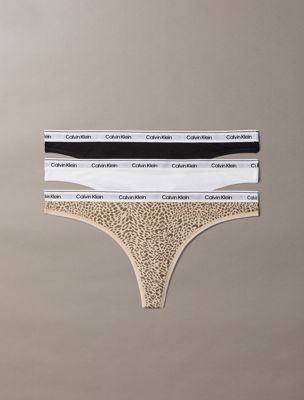 multi 3 pack thongs - icon logo for women calvin klein