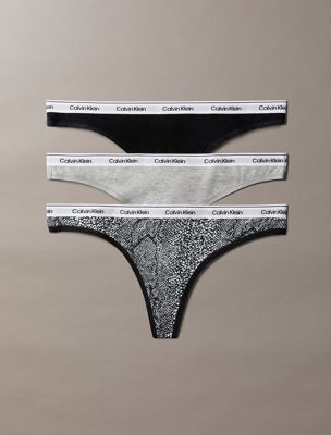 multi 3 pack low rise thongs - icon logo for women calvin klein