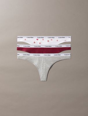 multi 3 pack low rise thongs - icon logo for women calvin klein