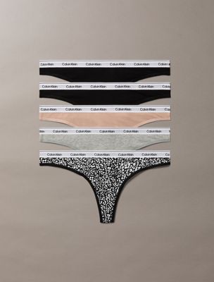 multi 5 pack thongs - icon logo for women calvin klein
