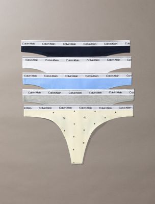 multi 5 pack thongs - icon logo for women calvin klein