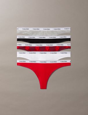 multi 5 pack thongs - icon logo for women calvin klein