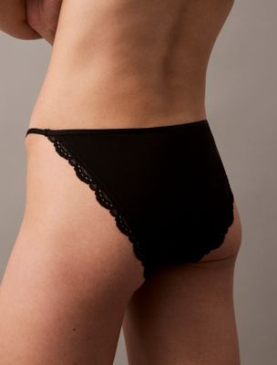 black bikini briefs - micro stretch with lace for women calvin klein