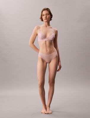 pink hipster panty - micro stretch with lace for women calvin klein
