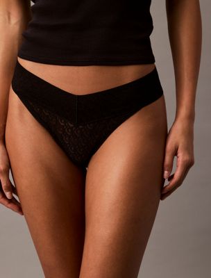 black low rise thong - icon logo lace for women calvin klein