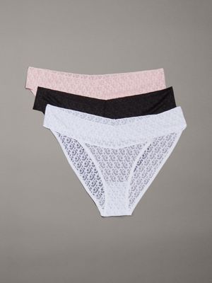 multi 3 pack bikini briefs - icon logo lace for women calvin klein