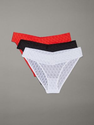 multi 3 pack bikini briefs - icon logo lace for women calvin klein