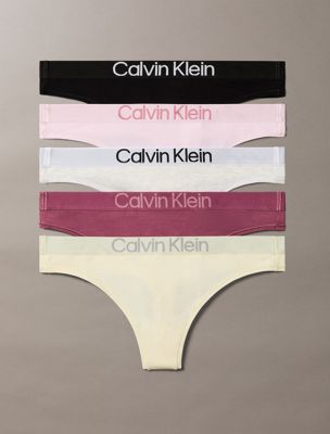 multi 5 pack thongs - extra soft cotton stretch for women calvin klein