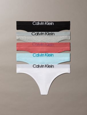 multi 5 pack thongs - extra soft cotton stretch for women calvin klein