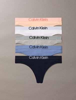 multi 5 pack thongs - extra soft cotton stretch for women calvin klein