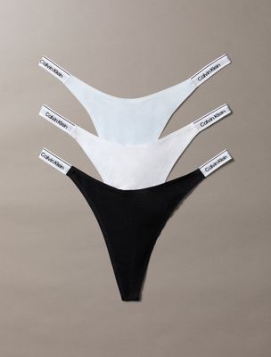multi 3 pack dipped thongs - icon logo for women calvin klein