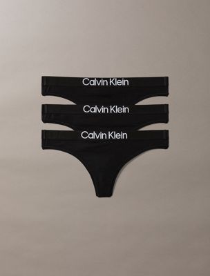  black zestaw 3 par stringów - maximum cotton dla kobiety - calvin klein