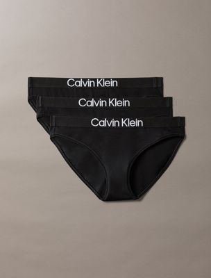  black 3 pack bikini briefs - maximum cotton for women calvin klein