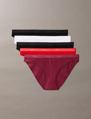 multi 5 pack bikini briefs - icon logo for women calvin klein