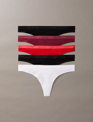 multi 5 pack thongs - icon logo for women calvin klein