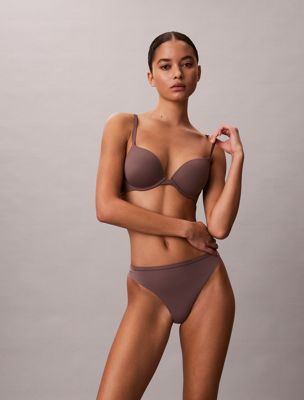 grey push-up plunge bra - perfectly fit for women calvin klein