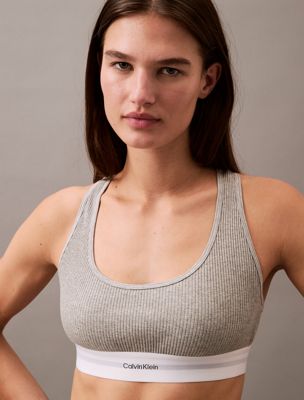 grey heather bralette - cotton modal rib for women calvin klein