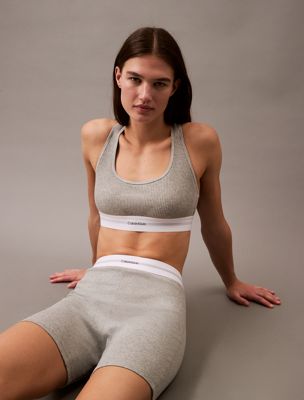 grey heather bralette - cotton modal rib for women calvin klein