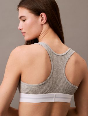 grey heather bralette - cotton modal rib for women calvin klein