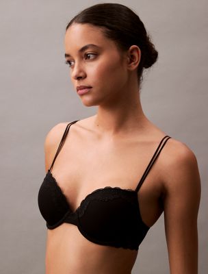 black demi t-shirt bra - soft sheer lace for women calvin klein