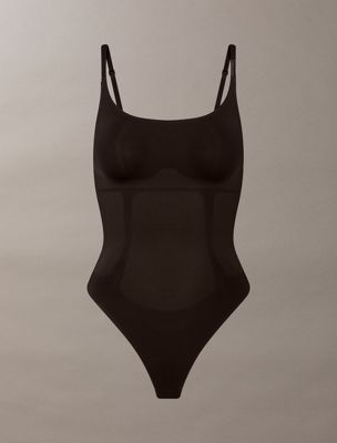 black shapewear thong bodysuit - secure sculpt for women calvin klein