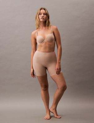 beige sculpted shapewear shorts - stay put mesh for women calvin klein