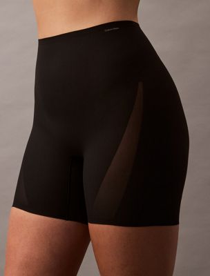 black sculpted shapewear shorts - stay put mesh for women calvin klein