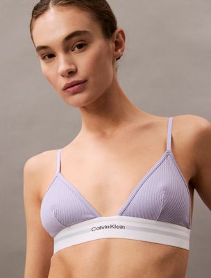 lilac quartz triangle bra - cotton modal rib for women calvin klein