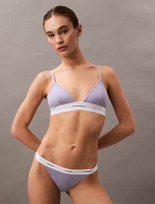 purple triangle bra - cotton modal rib for women calvin klein