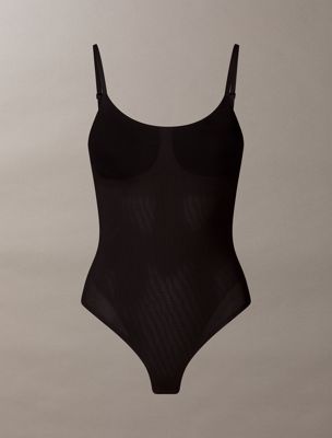 black sculpted shapewear bodysuit - stay put mesh for women calvin klein